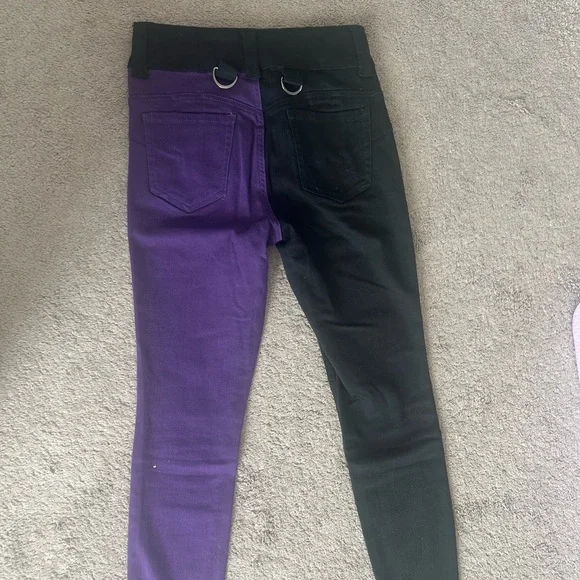 Hot Topic Black and Purple Skinny Jeans - Picture 2 of 5